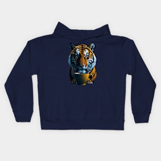 COFFEE CUP AND TIGER Kids Hoodie